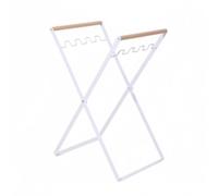 Ronyme Foldable Holder Trash Bag Stand Garbage Bag Rack Portable Waste Frame Iron Structure Space Saving Fold suitable for laundry rooms craft areas outdoor cooking, White With Wood Handle
