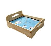 Ronyme Industrial Bed Wooden Pet Bed Dog Sofa Crate With Open Top Solid And Rounded Corners With Carry Cutouts suitable for living room bedroom bright area 53x43x21cm