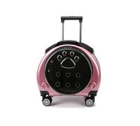 Ronyme Industrial Carrier Transparent Pet Luggage Hard Case With Wheels Pull Handle Secure Zipper Side Pouch PC Acrylic Frame suitable for travel, Rose Pink