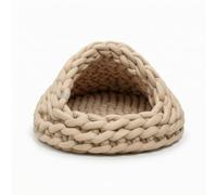 Ronyme Industrial Nest Bed Pet With Enclosed Dome Shape And Front Opening Chenille Thick Braided Texture For Warm Quiet Sanctuary suitable for apartments, Khaki, Bottom Diameter 35cm 1.08kg