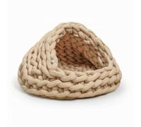Ronyme Industrial Nest Bed Pet With Enclosed Dome Shape And Front Opening Chenille Thick Braided Texture For Warm Quiet Sanctuary suitable for apartments, Khaki, Bottom Diameter 40cm 1.2kg