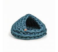 Ronyme Industrial Nest Bed Pet With Enclosed Dome Shape And Front Opening Chenille Thick Braided Texture For Warm Quiet Sanctuary suitable for apartments, Blue, Bottom Diameter 30cm 1kg