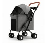 Ronyme Industrial Pet Carriage Dog Pram Cat with Sealed Cabin Mesh Ventilation Carbon Steel Frame with Storage Tray Suitable for Daily strolls Walks Travel, Grey, Color to 1, Size to 1