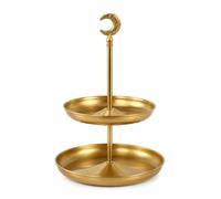 Ronyme Industrial Tray Tiered Dessert Stand Fruit Tray Serving Organizer With Metal Construction And Space Saving Vertical , 25 36.5cm , European Light Luxury Two-Layer Fruit Plate