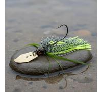 Ronyme Jig Artificial Weedless Vibrating Stainless Steel Bladed Silicone Skirt Realistic Eyes Suitable for Anglers Bass Lake Fishing, Black Yellow, 14G