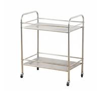 Ronyme Kitchen Utility Cart Stainless Steel Serving Trolley with Multi-Layer Mobile Storage Organizer Rolling Shelf Caster, Four-sided Guardrail Two-tier Stainless Steel 50x40x71cm