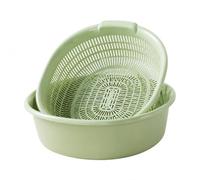 Ronyme Kitchen Vegetable Basket Oval Colander Draining Bowl Nesting Design Synthetic Resin Handles Efficient Drainage Suitable for Meal prepping Home Cooking Small Kitchens, Green, Green