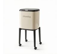 Ronyme Kitchen Waste Bin Trash Can With Lid On Wheels Rolling Garbage Container Mobile Rubbish Cart Raised Height Press Open Lid Slim Profile Suitable for cabinet corridor balcony garage, White