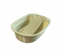 Ronyme Laundry Basin with Innovative Washboard Top Polypropylene Construction Tub Soap Management Slot Non-Slip Design Large Capacity Compactness Suitable for Student Dormitory, Milk Tea Green