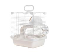 Ronyme Level Hamster Habitat for Mice And Rats with Water Bottle And Food Bowl 7.4x9x11inch, White