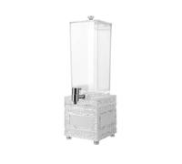 Ronyme Lighted Beer Dispenser Countertop Drink Server Acrylic Beverage Dispenser Liquid Pourer Transparent Lid Ice-Crystal Base, White, No Light, 3L Square Barrel Without Light