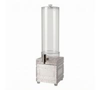 Ronyme Lighted Beer Dispenser Countertop Drink Server Acrylic Beverage Dispenser Liquid Pourer Transparent Lid Ice-Crystal Base, White, No Light, 3L Round Barrel Without Light