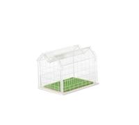 Ronyme Mini Greenhouse Scene Assembly Set for Architectural Diorama Model Making Project Transparent Acrylic Panels White Base Peaked Roof Turf Ground, 1/150