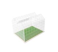 Ronyme Mini Greenhouse Scene Assembly Set for Architectural Diorama Model Making Project Transparent Acrylic Panels White Base Peaked Roof Turf Ground, 1/87