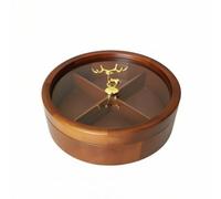 Ronyme Multi Compartment Organizer Wooden Storage Box Dry Snack Tray Candy Holder With Transparent Lid and Gilded Knob suitable for living room serving party snacks, Five-grid Wooden Storage Box