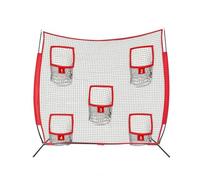 Ronyme Net Football Target Net Throwing Net Practice Net With Focus Zones Fiberglass Frame Side Padding Suitable for quarterback passing practice skill building coaching, Red, 8x8