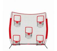 Ronyme Net Football Target Net Throwing Net Practice Net With Focus Zones Fiberglass Frame Side Padding Suitable for quarterback passing practice skill building coaching, Red, 7x7