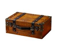Ronyme Old Fashioned Wood Storage Box Suitcase with Handle Photo Prop Multifunctional for Souvenirs Mementos Elegant Jewelry Chest, 30x19.5x11.2cm