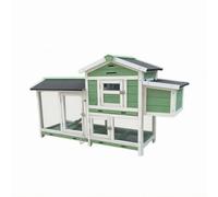 Ronyme Outdoor Enclosure Wooden Hutch Mesh House Pet Shelter Slatted Frame Enclosure Pitched Roof Raised Multi-Section Structure Suitable for Backyard Animals, Green, Cyan