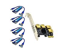 Ronyme Pci-E Adapter Card 1x to 4 Ports PCB Slots Riser Card for 10 7 32 64Bit Linux, Black