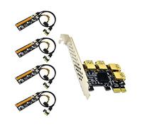 Ronyme Pci-E Adapter Card 1x to 4 Ports PCB Slots Riser Card for 10 7 32 64Bit Linux, Black Yellow