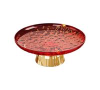 Ronyme Pedestal Fruit Bowl Decorative Bowl Portable Food Dish Snack Candy Storage Tray for Office Kitchen Dining Room Table Decor, Red and Gold