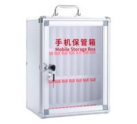 Ronyme Phone Storage Box Phones Cabinet Portable Handle Transparent Door with 2 Keys Wall Mounted Aluminum Alloy Practical Lockable, 24 Slots