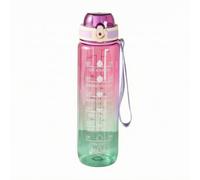 Ronyme Portable Beverage Vessel With Time Marker And Volume Scale Reusable Transparent Water Bottle With Flip Up Spout And Carrying Strap Suitable For Gym Workouts Office Desk, color to 2, 1000ml