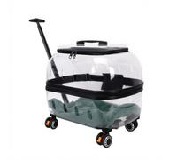 Ronyme Portable Transport Carrier With Wheels Rolling Suitcase Trolley With Clear Dome Polycarbonate Frame Ventilated Sides Zip Opening suitable for travel airport busy terminals, Transparent Black