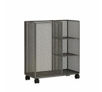 Ronyme Rain Gear Storage Rack with Double Sided Layout for Umbrellas and Small Items Wrought Iron Construction with Four Wheels and Compact Footprint Suitable for Entryway Decor Office Lobby, Black