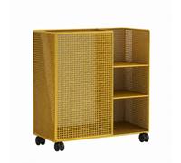 Ronyme Rain Gear Storage Rack with Double Sided Layout for Umbrellas and Small Items Wrought Iron Construction with Four Wheels and Compact Footprint Suitable for Entryway Decor Office Lobby, Gold