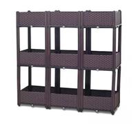 Ronyme Rectangular Planter Garden Trough With Rattan Style Resin Finish And Stable Low Profile Frame Suitable for patio gardening balcony planting courtyard borders small outdoor, 120 40 112CM
