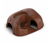 Ronyme Reptile Habitat Gecko Hide Cave Shelter Feeder Bowl Water Dish With Twin Entry Passages Built In Food Holder Easy To Place And Remove Suitable for, Brown, Large