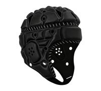 Ronyme Rugby Helmet Adult Adjustable Scrum Cap Anti Collision Headgear Sports Cap for Flag Football Pitcher Goalkeeper Hat Training, Black
