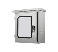 Ronyme Single-Door Outdoor Electrical Box Heavy-Duty Stainless Steel Electrical Enclosure with Viewing Window Floor-Mount for Workshops, 500x600x200mm