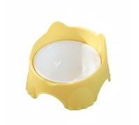 Ronyme Stainless Steel Bowl Cat Food Dish Raised Pet Feeder Anti Tip Support Removable Liner Smooth Surface Suitable for picky eaters neat floors daily feeding, Yellow, Ceramic Bowl