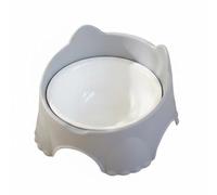 Ronyme Stainless Steel Bowl Cat Food Dish Raised Pet Feeder Anti Tip Support Removable Liner Smooth Surface Suitable for picky eaters neat floors daily feeding, Gray, Ceramic Bowl
