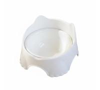 Ronyme Stainless Steel Bowl Cat Food Dish Raised Pet Feeder Anti Tip Support Removable Liner Smooth Surface Suitable for picky eaters neat floors daily feeding, White, Ceramic Bowl