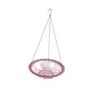 Ronyme Suspended Bird Bath for Outdoor, 9inch Feeder for Garden And Patio, Rose Red