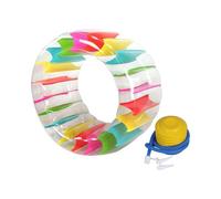 Ronyme Swimming Pool Float, Inflatable Water Wheel Friends Giant Colorful with Foot Pump Inflatable Roller Float for Lake Lawn River, 100cmx60cm