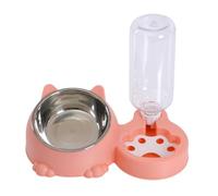 Ronyme Tilted Raised Cat Bowl, Unique Dog Bowl with Automatic Water Bottle, Food and Water Feeder for Cats, Small Dogs, Kitten, Pet, Pink