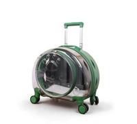 Ronyme Transparent Hard Sided Pet Carrier With Wheels Pull Handle Top Carry Handle Four Smooth Suitable For Cats Dogs Travel Airports, Dark Green, 1904-2 Semi-transparent
