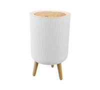 Ronyme Trash Can with Press Lid, Mini Trash Bin, High Foot Dustbin Rubbish Bin White Paper Waste Basket Press Cover Trash Can Bin with Removable Legs for Guest Room Hotel School Entryway, 12L