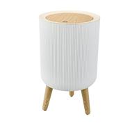 Ronyme Trash Can with Press Lid Rubbish Bin White Paper Basket Waste Basket with Removable Legs for Guestroom Hotel School Entryway, 7L