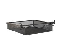 Ronyme under Desk Drawer Basket Clamp on Container Saving Mesh Metal Desk Attachment File Holder Slide Out Organizer, Black L