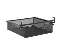 Ronyme under Desk Drawer Basket Clamp on Container Saving Mesh Metal Desk Attachment File Holder Slide Out Organizer, Black M