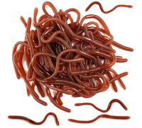 RONYOUNG 50PCS 7.1inch Fake Earthworm Soft Stretchy Rubber Earthworm Lifelike Worm Trick for Halloween April Fool's Day Party Decoration