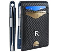Ronyxet Slim Wallet for Men with Money Clip, Leather RFID Blocking Mens Wallet, Minimalist Credit Card Holder, Front Pocket Bifold - Gift Box Included, Carbon Dark Blue, Money Clip