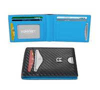 Ronyxet Slim Wallet for Men with RFID Blocking, Mens Wallet Genuine Leather, Minimalist Credit Card Holder, Front Pocket Bifold Wallet - With Gift Box, Sky Blue Carbon, Money Pocket