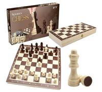 Roo Games WOODEN CHESS SET - Eco-Friendly Pine Wood Chess Board with Foldable Design & Travel Chess Set Features - Includes Full 32-Piece Set & Storage, Suitable for Kids & Adults